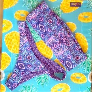 Blue / pink paisley printed bikini